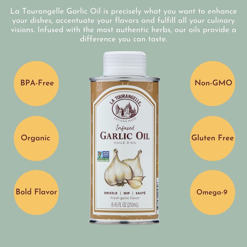 La Tourangelle, Garlic Oil, High Oleic Oil for Cooking Pastas, 8.45 Fl Oz gallery