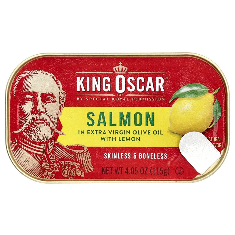 Skinless & Boneless Salmon in Extra Virgin Olive Oil With Lemon, 4.05 oz (115 g)