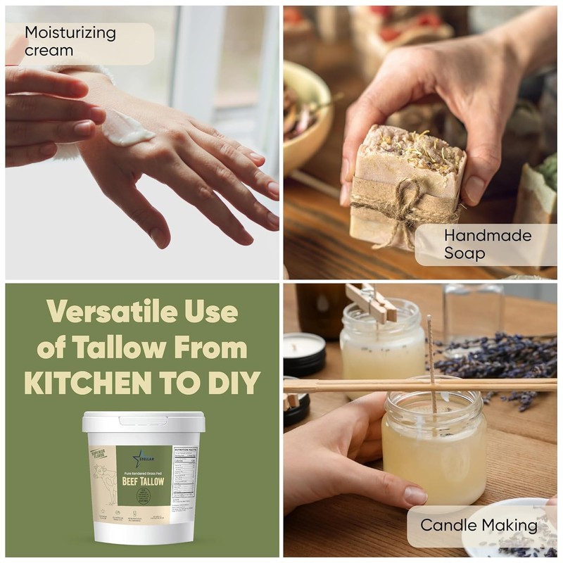Beef Tallow - 100% Grass-Fed & Finished - Good for Cooking, Food Grade - 5 LBS gallery