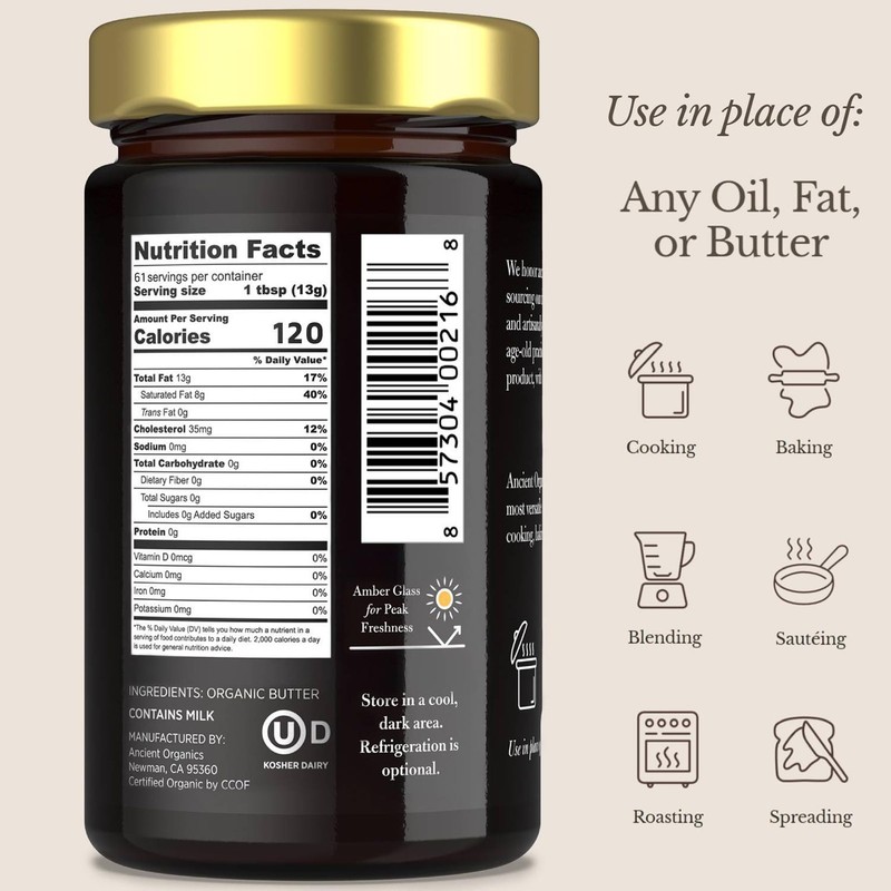 Ancient Organics Ghee - Organic Grass Fed Butter, 28 Ounce (Pack of 2) gallery