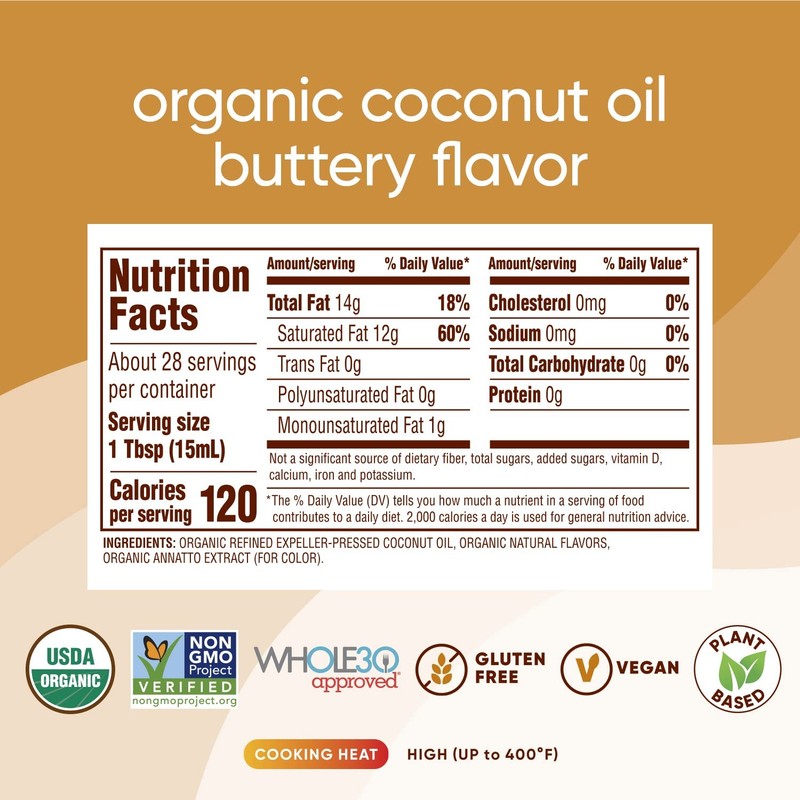 Nutiva Organic Coconut Oil with Non-Dairy Butter Flavor, 14 Ounce Pack of 2, ... gallery