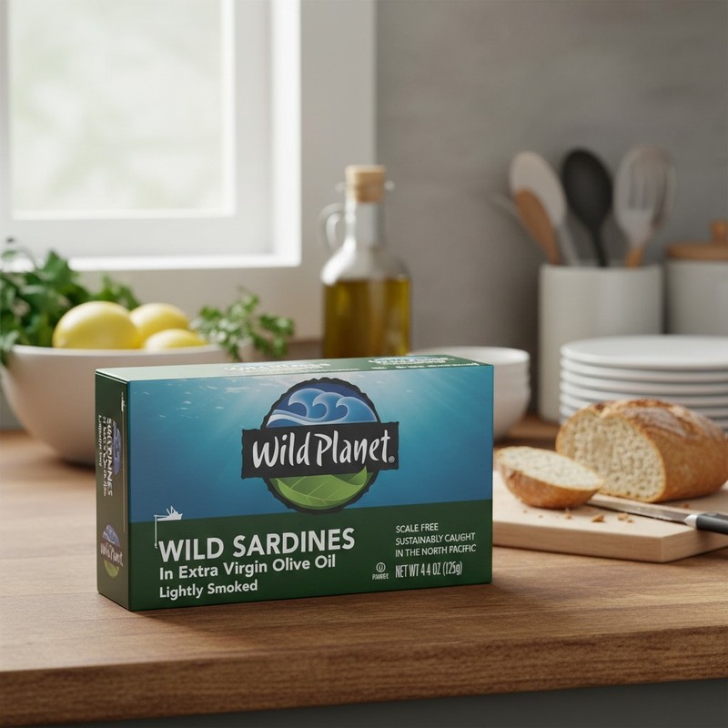 Wild Sardines in Extra Virgin Olive Oil – 4.4oz Pack of 12 – Non-GMO & Kosher