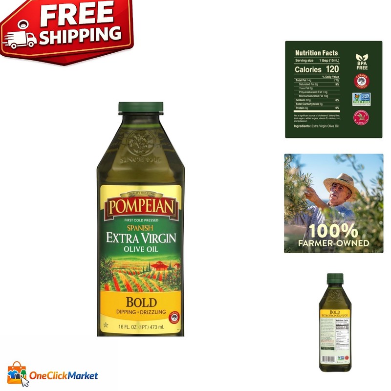 Gourmet 16 fl oz Bold Spanish Extra Virgin Olive Oil – Naturally Fruity Taste