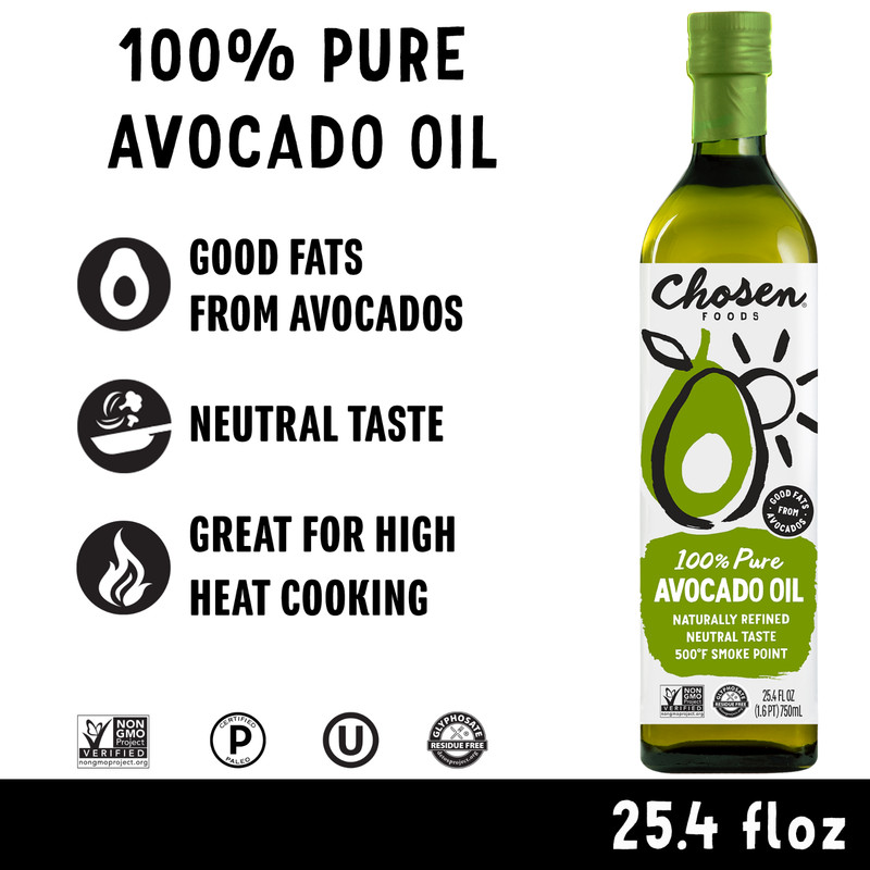 Chosen Foods 100% Pure Avocado Oil, 25.4 Floz Glass Bottle, Non-GMO Delicious gallery