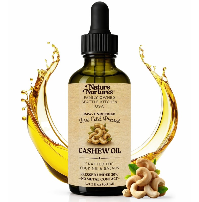 Cashew Oil for Cooking Raw Unrefined First Cold-Pressed Below 30C Made in USA