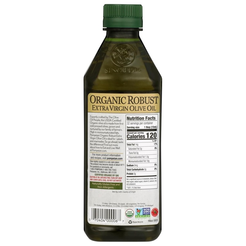 Robust Organic Extra Virgin Olive Oil - 16 Fl Oz, First Cold Pressed - Pack of 5 gallery