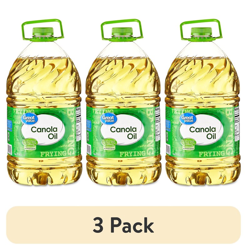 (3 pack) Great Value Canola Oil – 1 gal Each,Versatile for Frying Baking Cooking