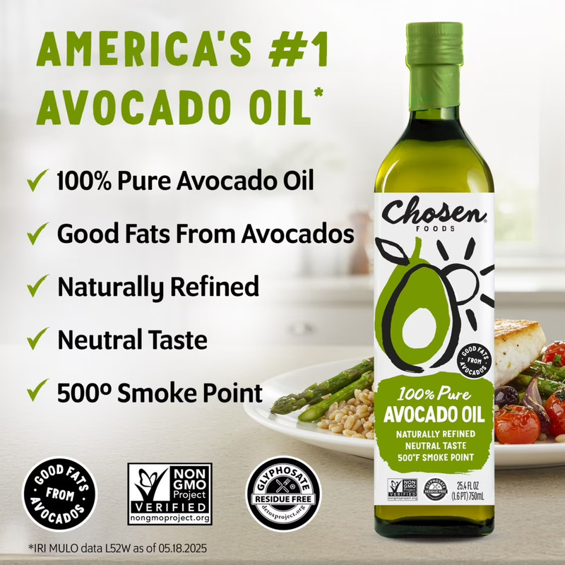 Chosen Foods 100% Pure Avocado Oil 25.4 fl Oz Neutral Taste & Naturally Refined gallery