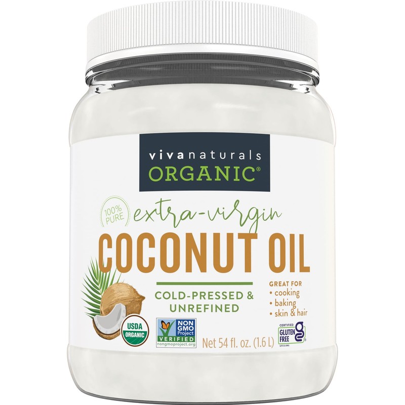 Viva Naturals Organic Coconut Oil, 54 fl oz – Unrefined, 54 Fl Oz (Pack of 1)