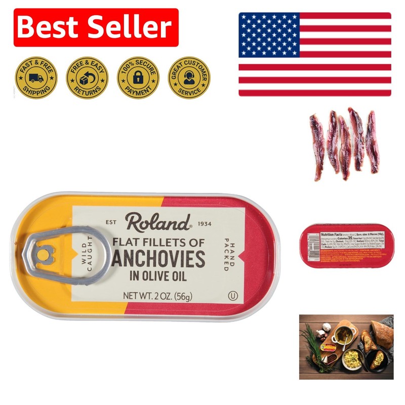 Savory Anchovies Flat Fillets in Olive Oil – 2 oz for Gourmet Sauces & Dressings