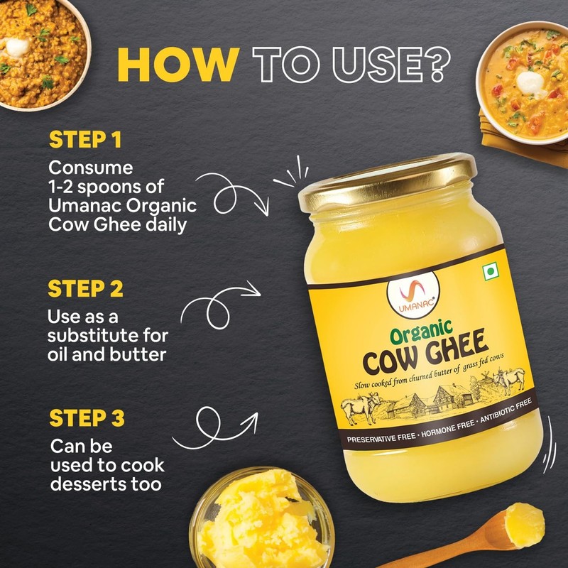 Organic Cow Ghee 1000ML | Certified Organic Sourced from Desi & Healthy Cows gallery