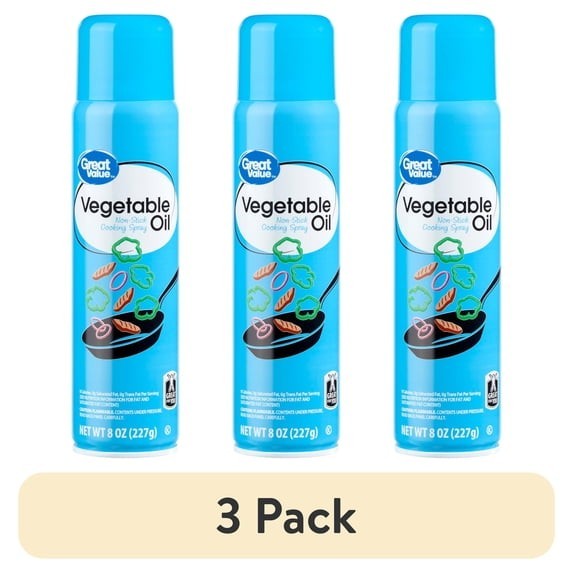 Great Value Original Cooking Spray Non Stick Zero Calorie 8 Oz 3 Pack