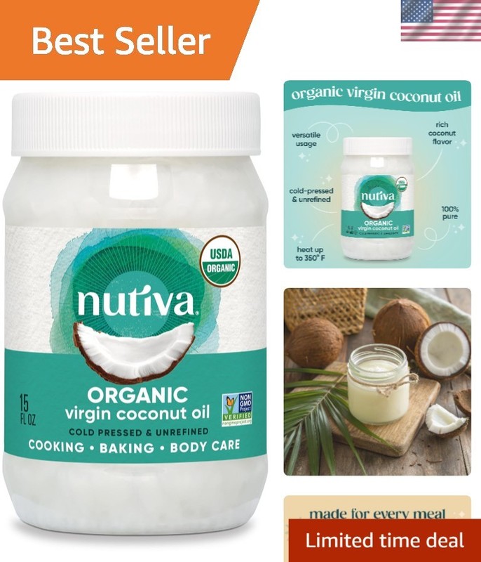 Organic Cold-Pressed Virgin Coconut Oil 15oz | Nutrient-Rich Beauty & Cooking