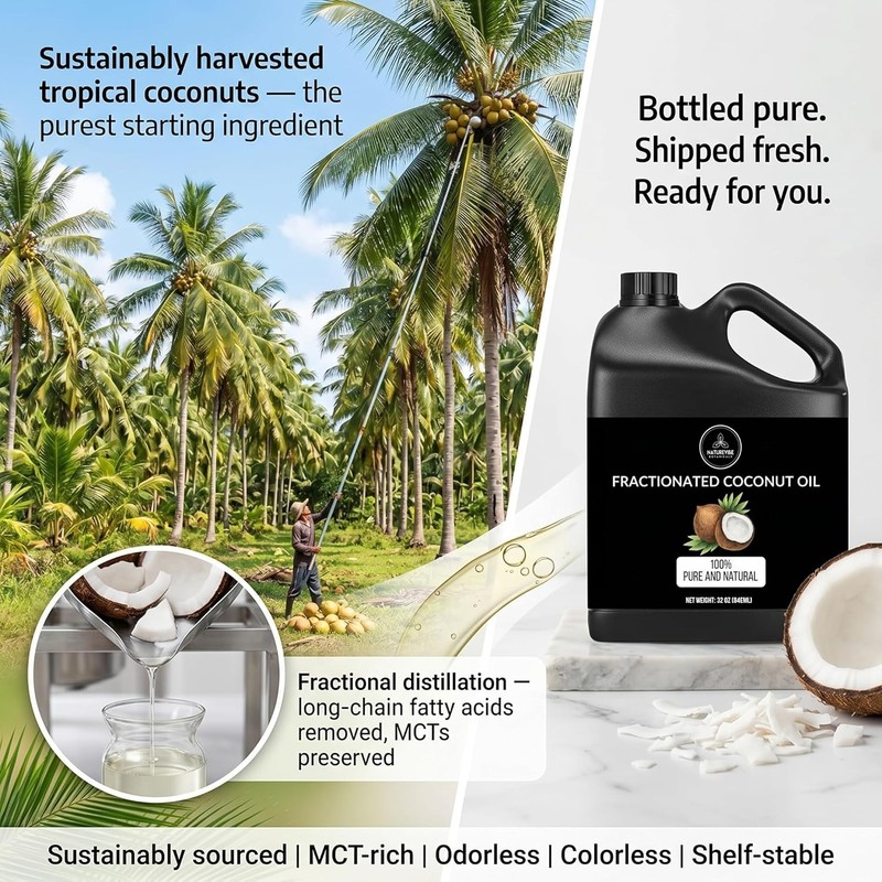 Natural Fractionated Coconut Oil for Hair, 32 Oz gallery