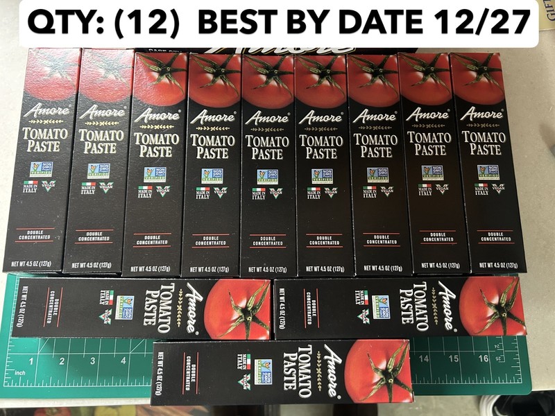 12-PACK LOT Amore Tomato Paste Sauce 4.5 Ounce Tube Authentic Italian Flavor