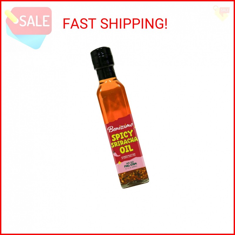 Benissimo Spicy Sriracha Infused Oil – Chili & Garlic Herb Oil, Vegan All Natura
