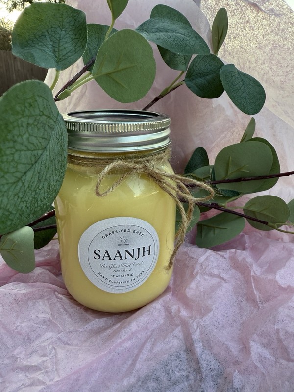 Saanjh Grass-Fed Ghee 12oz | Handmade Clarified Butter | Pure Desi Ghee