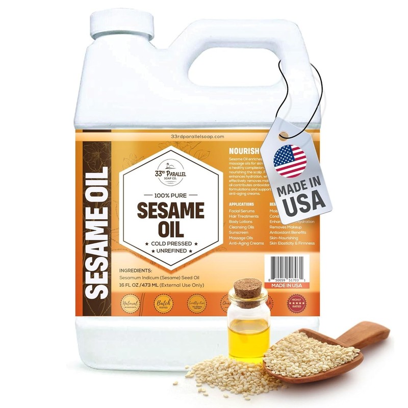 ORGANIC SESAME OIL 16 oz Cold Pressed Unrefined | 100% Pure Sesame Oil for S... gallery