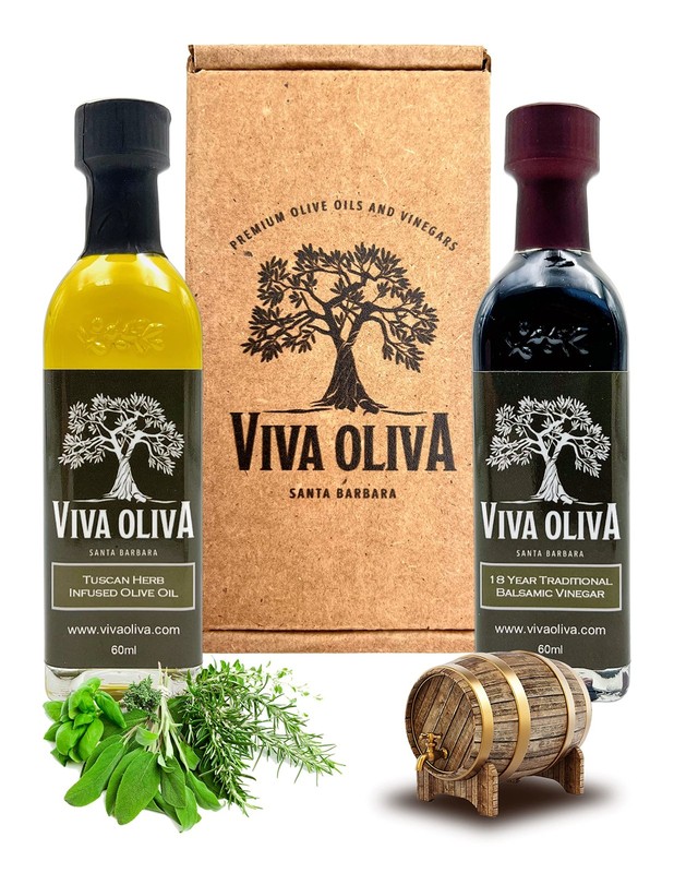 Viva Oliva Two 60ml (2oz) Variety Gift Set – Tuscan Herb Infused Olive Oil & 18