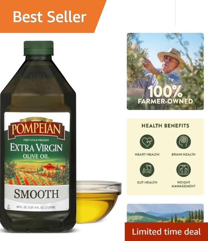 68 fl oz Extra Virgin Olive Oil – First Cold Pressed, Perfect for Baking