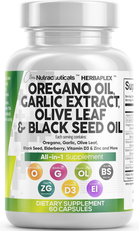 Clean Nutra Oregano Oil Black Seed Oil Garlic Olive Leaf Elderberry D3 Zinc gallery