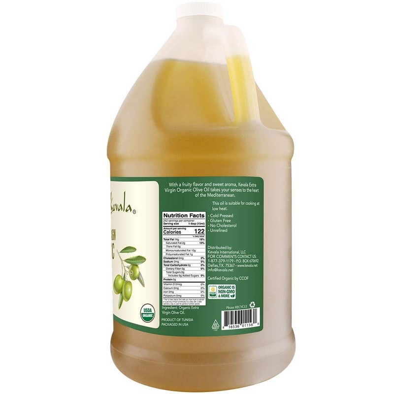 Kevala Extra Virgin Organic Olive Oil Gluten-Free and Cholesterol-Free Oil 128oz gallery