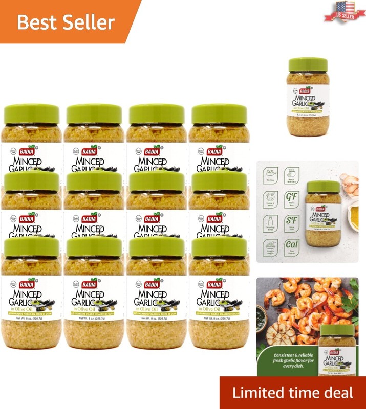 Gluten-Free Minced Garlic in Olive Oil – 8 Ounces, 12 Jars for Flavorful Dishes