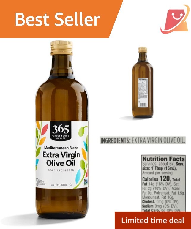 Extra Virgin Olive Oil Mediterranean Blend 33.8 Fl Oz for Cooking Baking Dres…