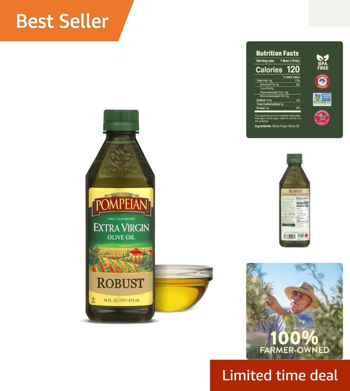 Authentic Cold Pressed Olive Oil 16 Fl Oz – Robust Flavor for Marinades & More