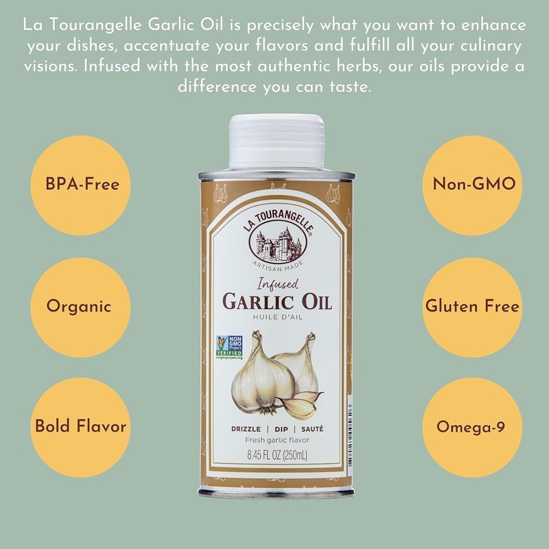 Garlic Oil, High Oleic Oil for Cooking Pastas, Salad Dressings, Drizzle on Po... gallery