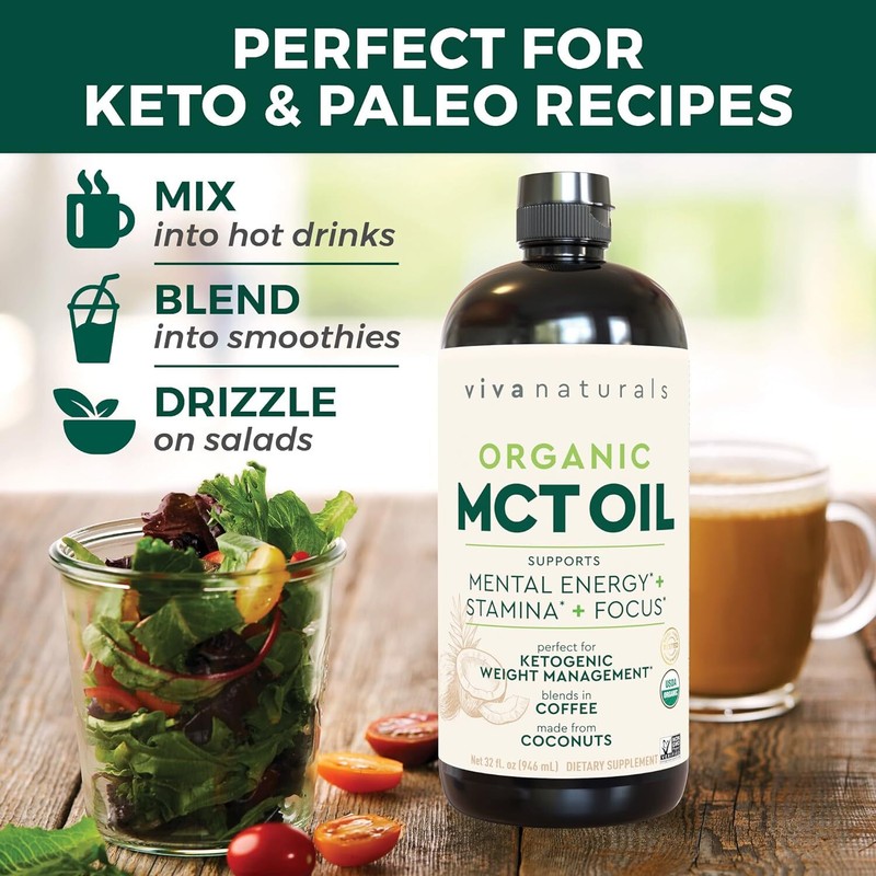 Viva Naturals Organic MCT Oil For Keto coffee, Best MCT Oil Suppl.....(32 fl oz) gallery