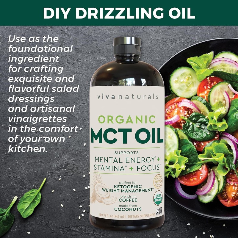 Viva Naturals Organic MCT Oil For Keto coffee, Best MCT Oil Suppl.....(32 fl oz) gallery