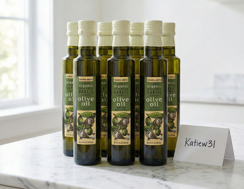 2 X Trader Joe’s Spanish Organic Extra Virgin Garlic Olive Oil 8.5 fl oz each