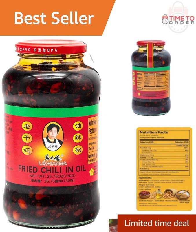 Fried Chili in Oil 730g Chinese Chili Crisp Spicy Condiment for Noodles