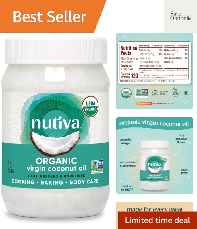 15oz Organic Virgin Coconut Oil – Rich in MCTs, Moisturizer for Skin & Hair