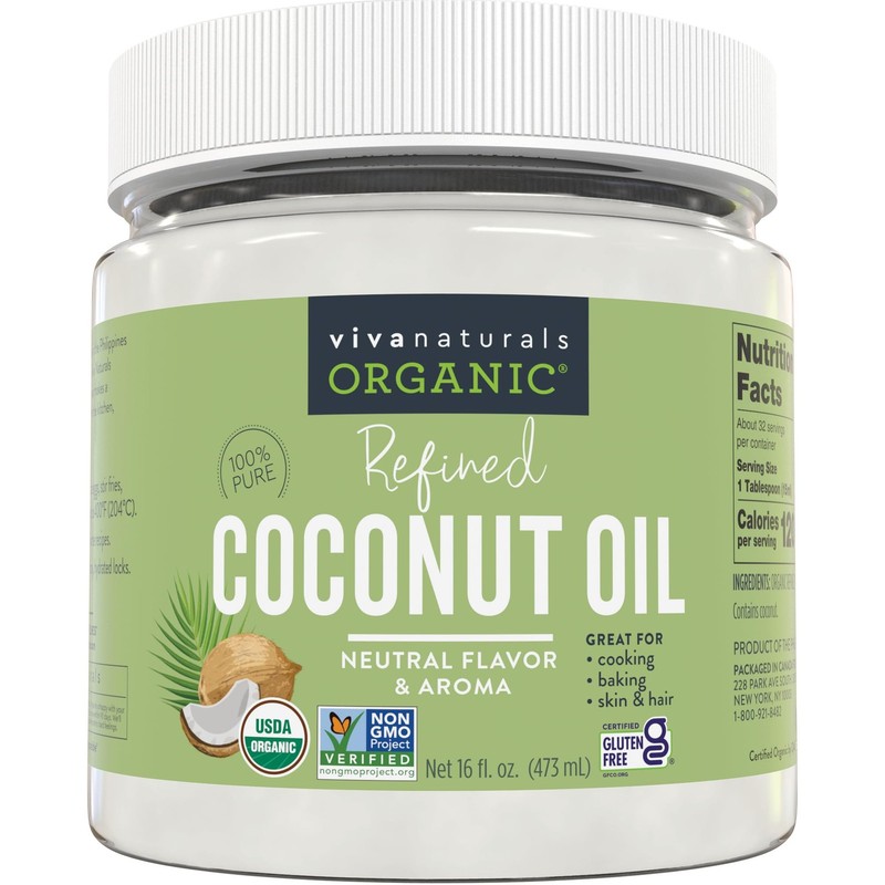 Viva Naturals Refined Coconut Oil, 16 fl oz – ExpellerPressed, USDA Organic, …