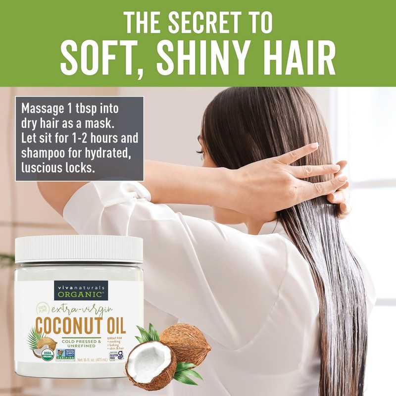 Viva Naturals Organic Coconut Oil, 16 fl oz – Unrefined, 16 Fl Oz (Pack of 1) gallery