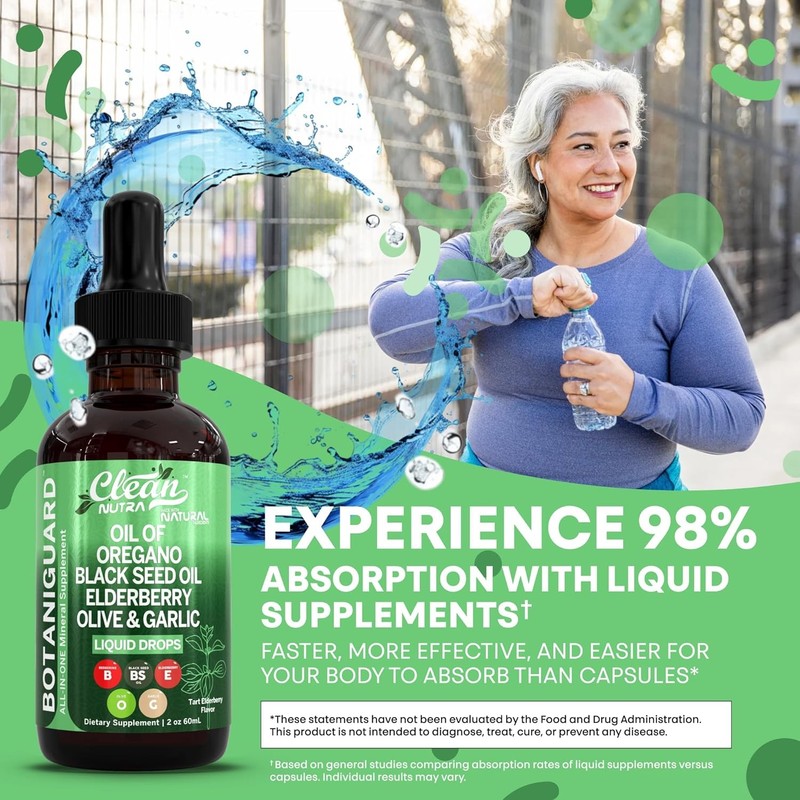 Clean Nutra Oil of Oregano Drops Black Seed Oil Elderberry Vitamin D D3 K2 Olive gallery