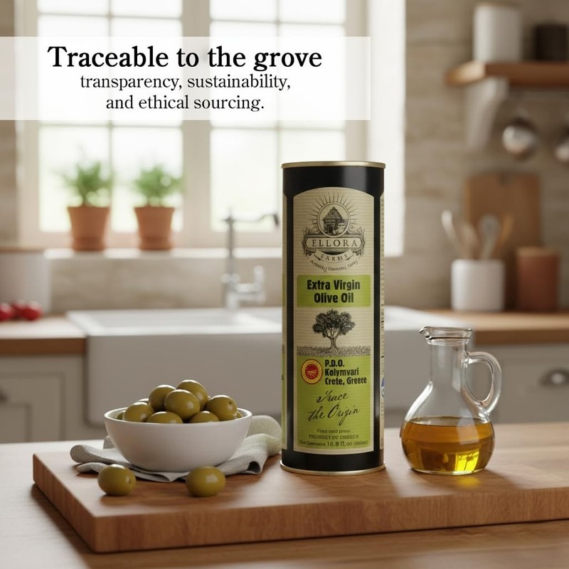 Single Estate Extra Virgin Olive Oil, PDO Crete, Greece, 17 oz. Tin, Pack of 2 gallery