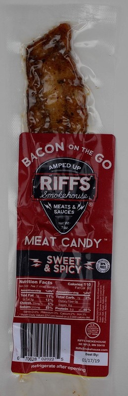 Bacon On The Go by Riffs Smokehouse SWEET & SPICY Pack of 12 Individually S...