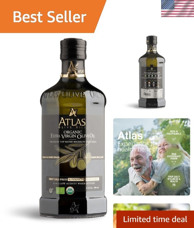Atlas Organic Cold Pressed Extra Virgin Olive Oil – 500mL of Gourmet Excellence