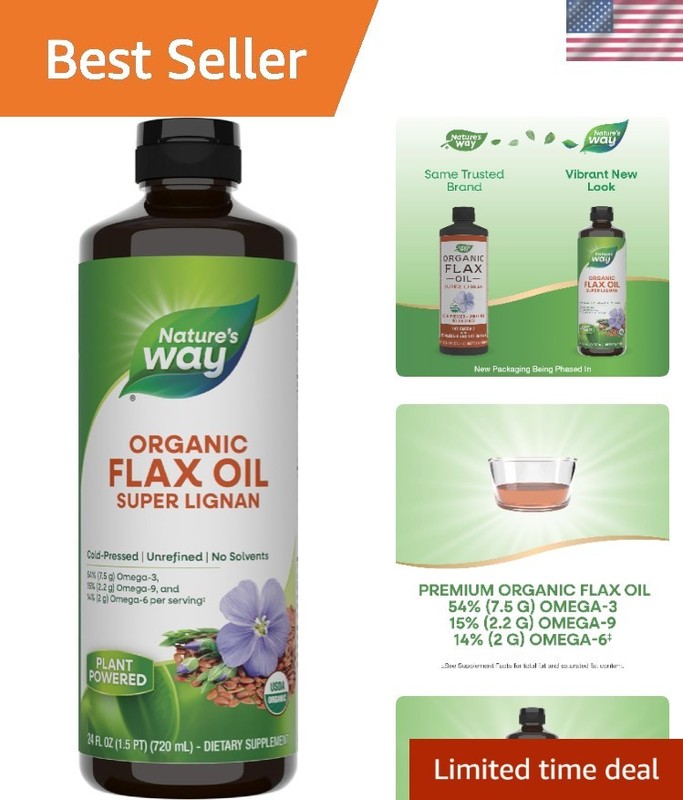 24 Fl Oz Organic Flax Oil Super Lignan – Gluten-Free Omega Nutrition