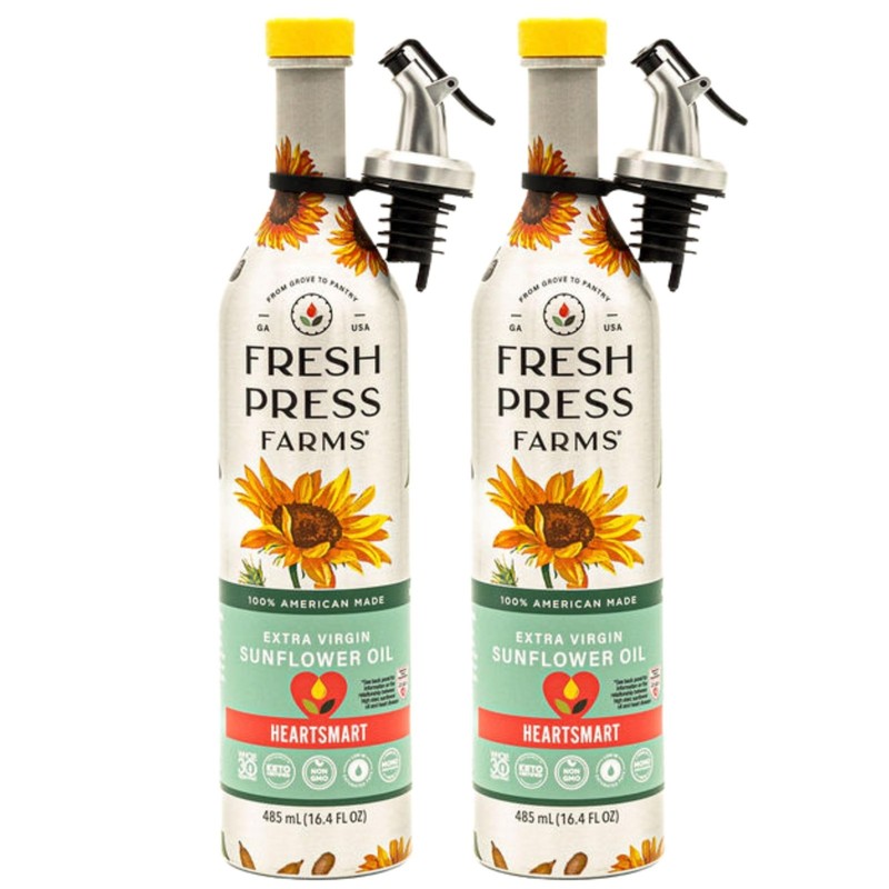 Cold Pressed Extra Virgin Sunflower Oil, 16.4 FlOz (2 Pack), High Oleic, Non-GMO