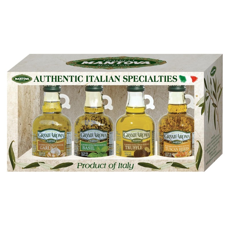 Grand’Aroma Flavored Extra Virgin Olive Oils, Variety Gift Set, Italy, 8.5 oz.