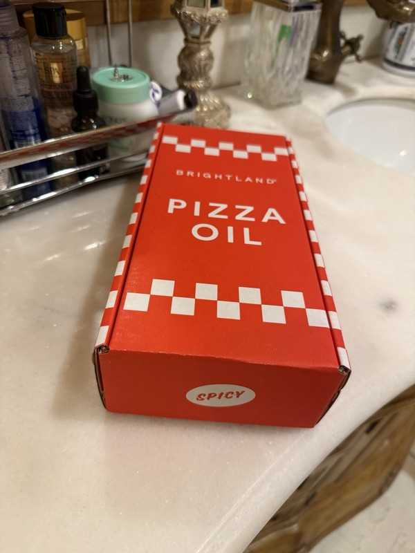 Brightland Pizza Oil a jalapeño and herb flavored extra virgin olive oil in Box gallery