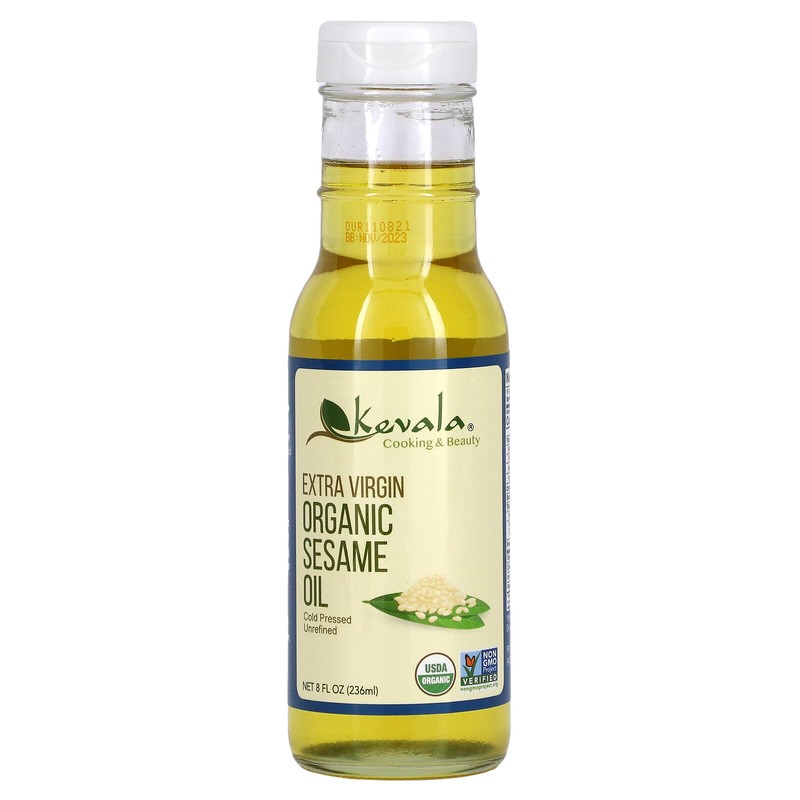 Kevala Extra Virgin Organic Sesame Oil 8 fl oz 236 ml Cholesterol-Free, Kosher,