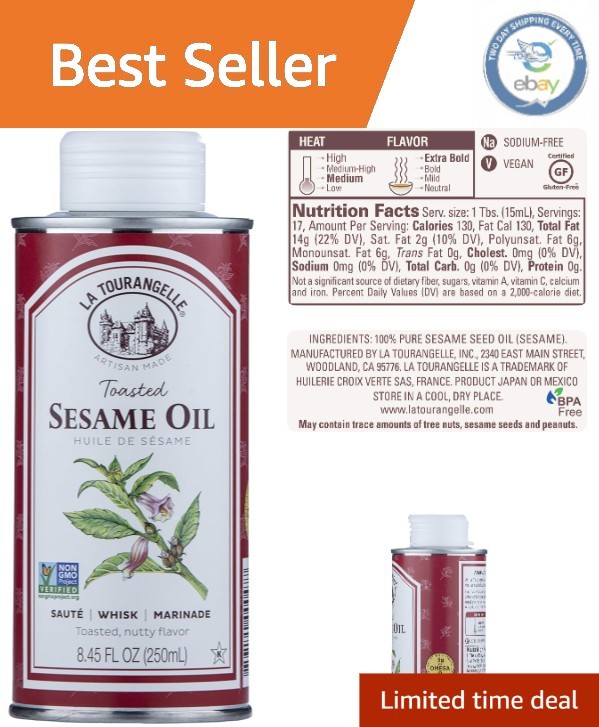 Organic Toasted Sesame Oil 8.45 Fl Oz – Perfect for Noodles & Marinades