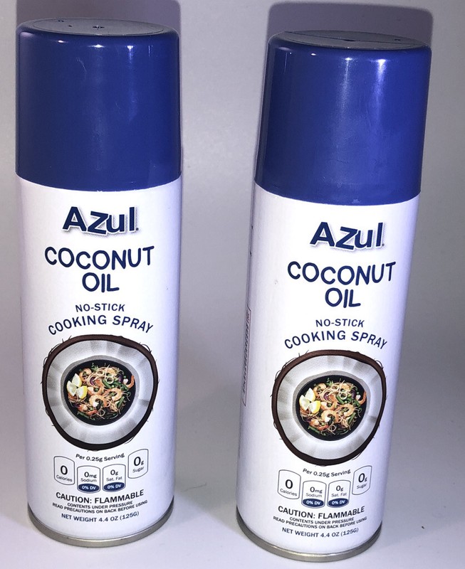 2ea 4.4 OZ Cans Azul Coconut Oil No-Stick Cooking Spray-NEW-SHIPS N 24 HOURS
