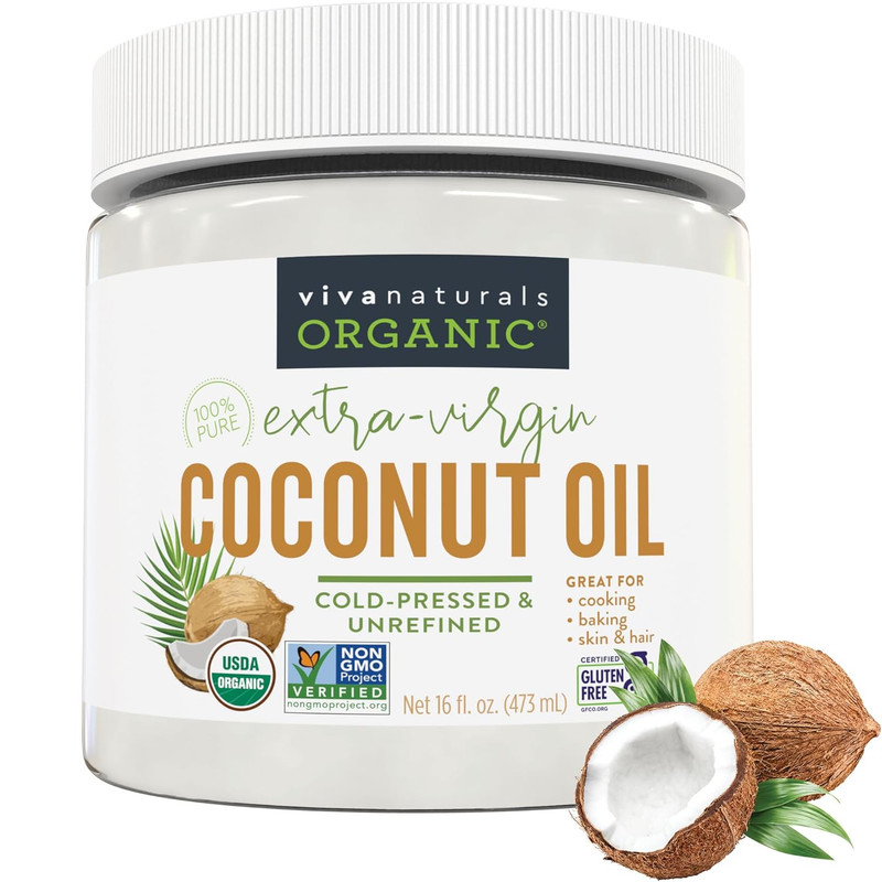 Organic Coconut Oil, 16 Fl Oz – Unrefined, Cold-Pressed Extra Virgin Coconut Oil