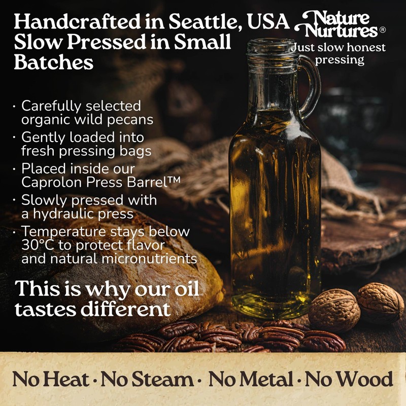Wild Pecan Oil Cooking Raw Unrefined First Cold-Pressed Below 30C Made in USA gallery